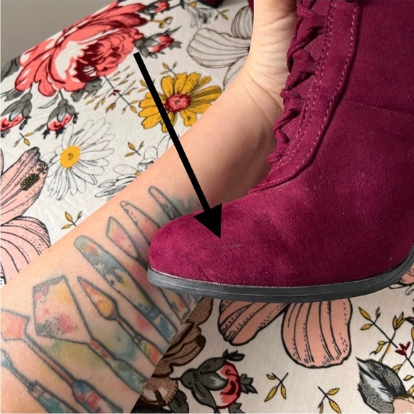 Carlos Santana plumb lace up boots chunky 4in heel size 37/7M - Picture 6 of 6